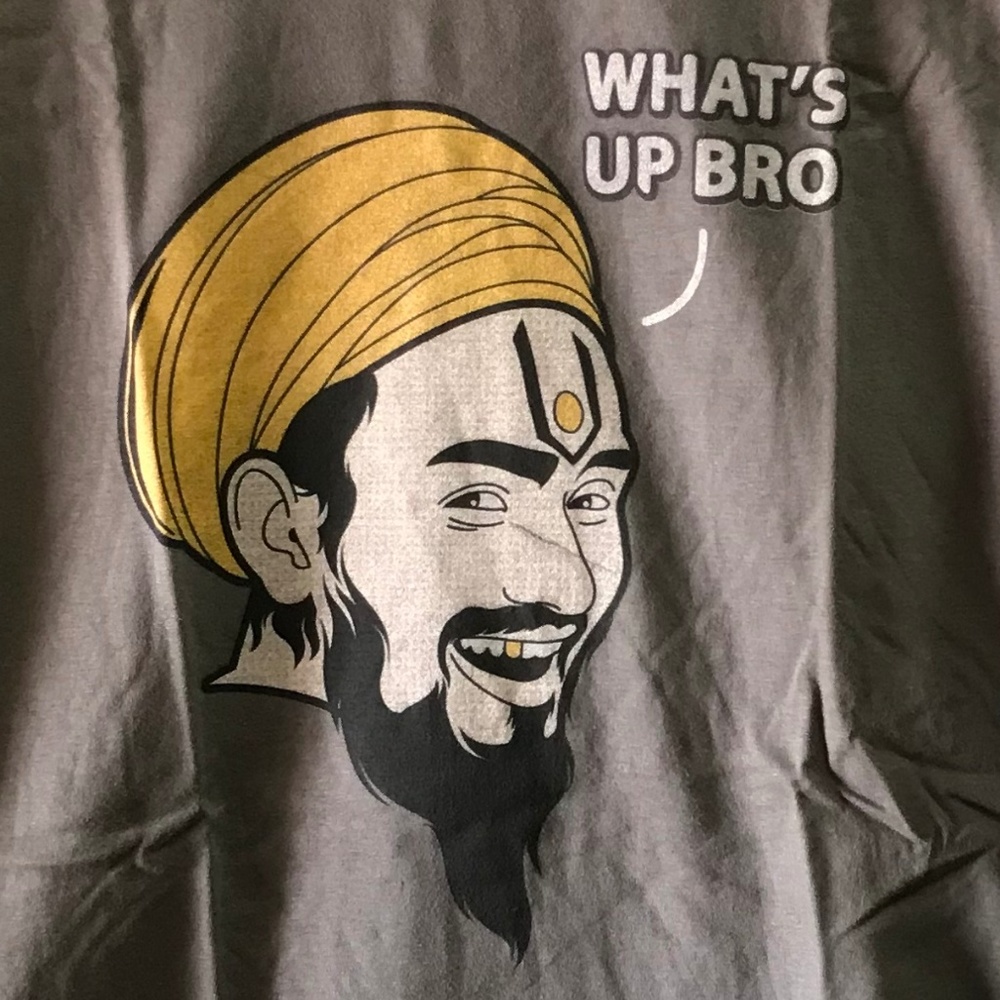 NWOT What's Up Bro - Gray Cotton Mens T-Shirt India Humor Gildan Graphic Tee